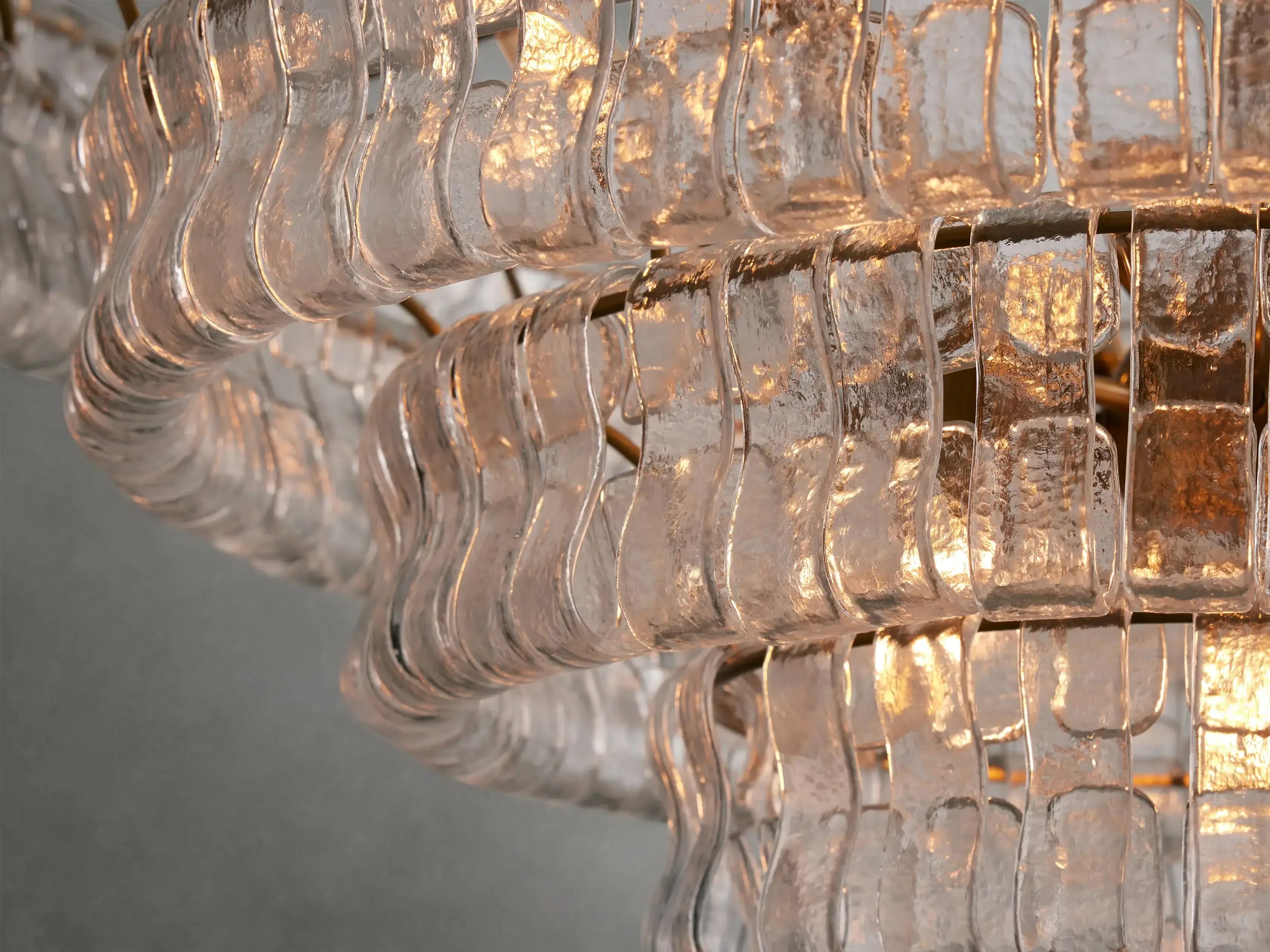 Ghiaccio Round Glass Chandelier-Chandelier-Feyran-Antique Brass-Clear-24"-Feyran