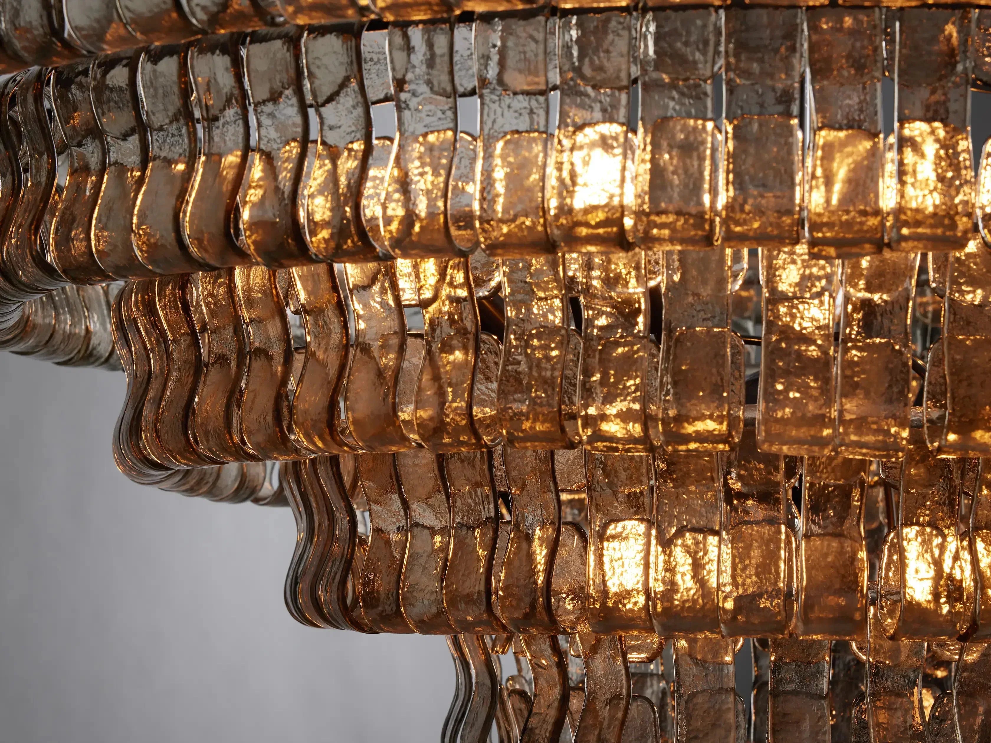 Ghiaccio Round Glass Chandelier-Chandelier-Feyran-Antique Brass-Clear-24"-Feyran