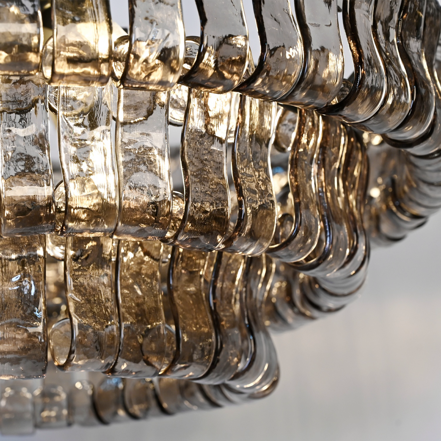 Ghiaccio Round Glass Chandelier-Chandelier-Feyran-Antique Brass-Clear-24"-Feyran