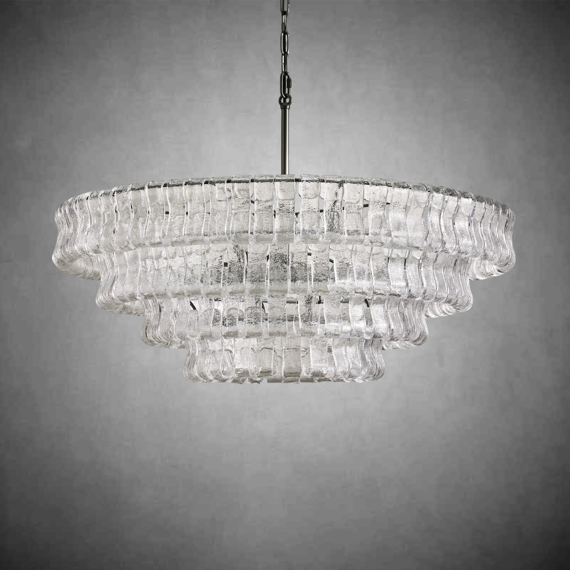 Ghiaccio Round Glass Chandelier-Chandelier-Feyran-Matte Black/Bronze-Clear-36"-Feyran