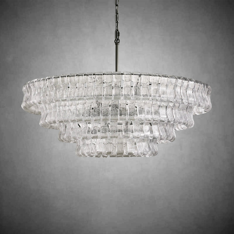 Ghiaccio Round Glass Chandelier-Chandelier-Feyran-Matte Black/Bronze-Clear-36"-Feyran