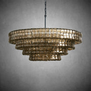 Ghiaccio Round Glass Chandelier-Chandelier-Feyran-Matte Black/Bronze-Smoke-24"-Feyran