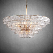Ghiaccio Round Glass Chandelier-Chandelier-Feyran-Antique Brass-Clear-48"-Feyran