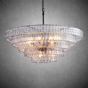 Ghiaccio Round Glass Chandelier-Chandelier-Feyran-Matte Black/Bronze-Clear-48"-Feyran