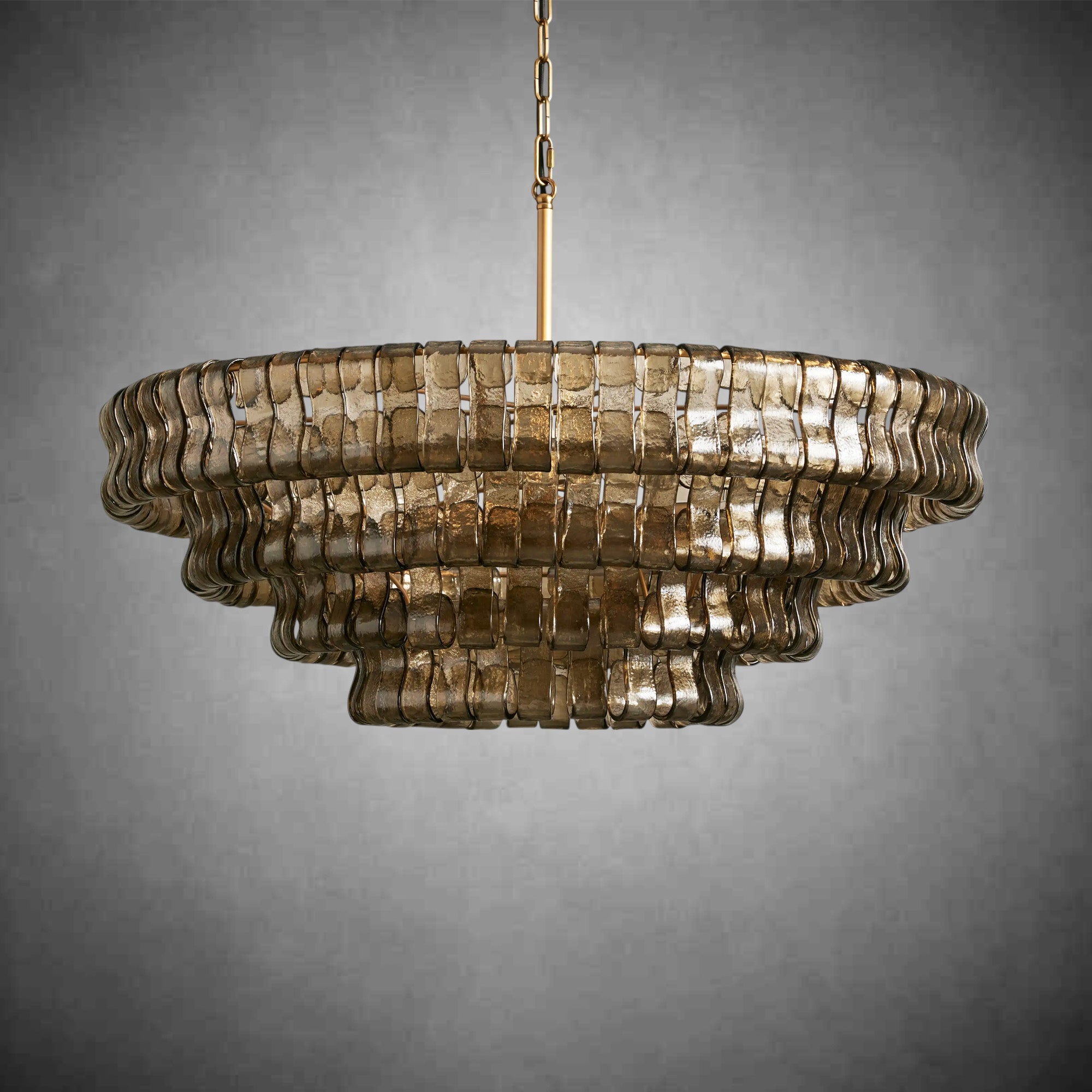 Ghiaccio Round Glass Chandelier-Chandelier-Feyran-Antique Brass-Clear-24"-Feyran