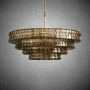 Ghiaccio Round Glass Chandelier-Chandelier-Feyran-Antique Brass-Clear-24"-Feyran