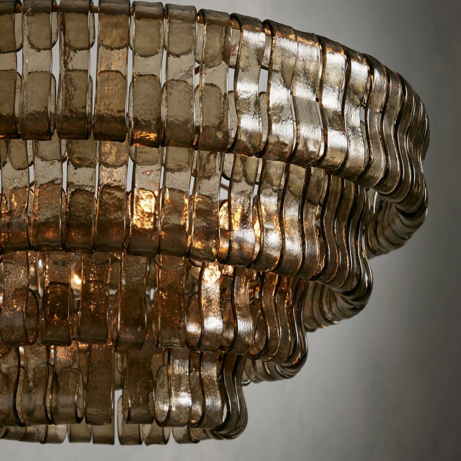 Ghiaccio Round Glass Chandelier-Chandelier-Feyran-Antique Brass-Clear-24"-Feyran