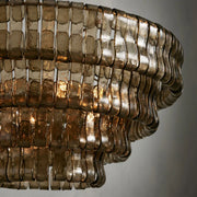 Ghiaccio Round Glass Chandelier-Chandelier-Feyran-Antique Brass-Clear-24"-Feyran