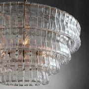 Ghiaccio Round Glass Chandelier-Chandelier-Feyran-Antique Brass-Clear-24"-Feyran