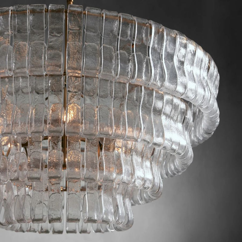 Ghiaccio Round Glass Chandelier-Chandelier-Feyran-Antique Brass-Clear-24"-Feyran