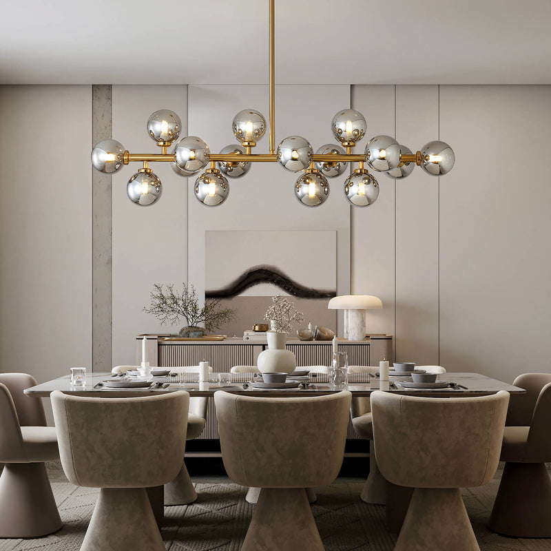 Glass Globes Linear Chandelier-diningroom-2 |Feyran