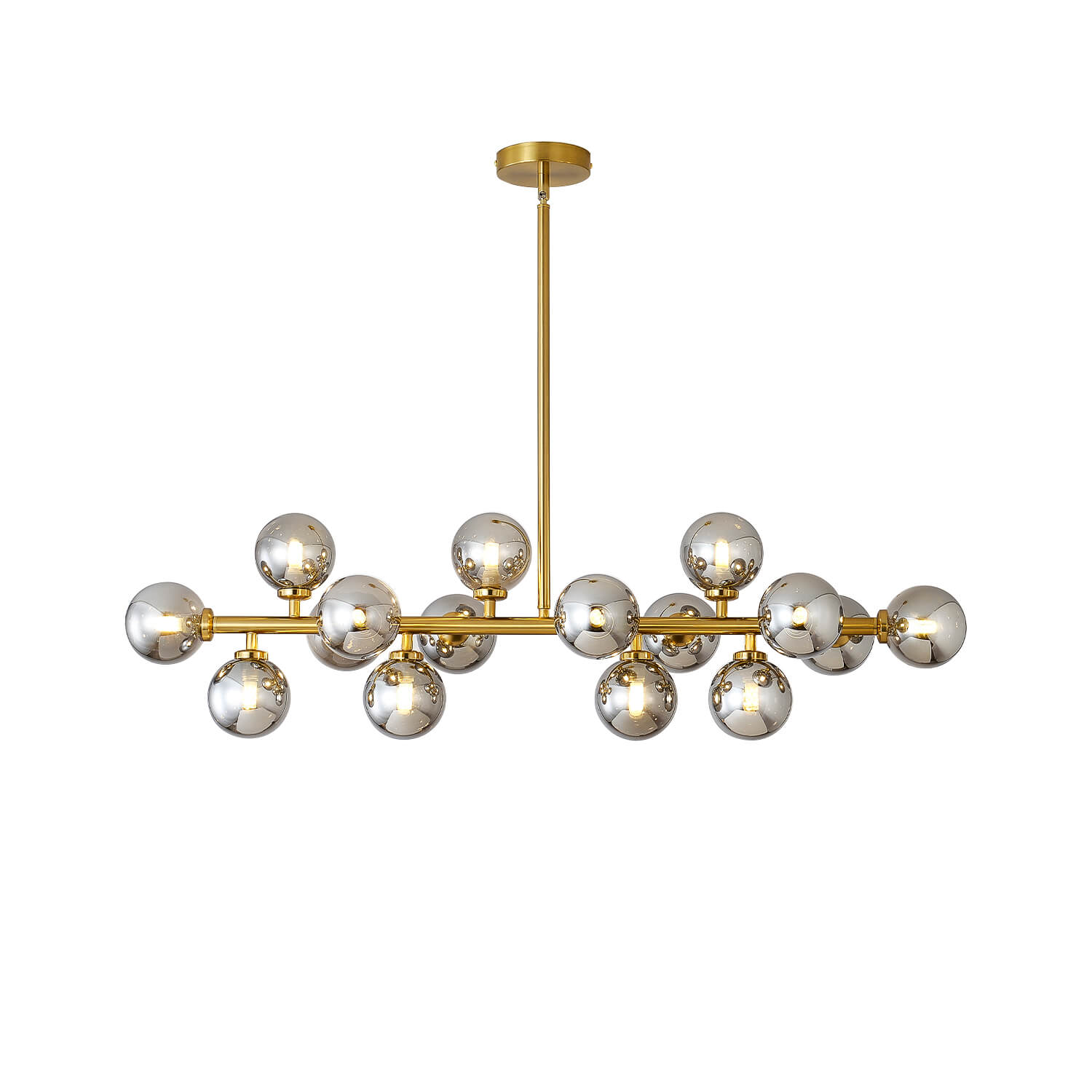 Glass Globes Linear Chandelier- front-view|Feyran