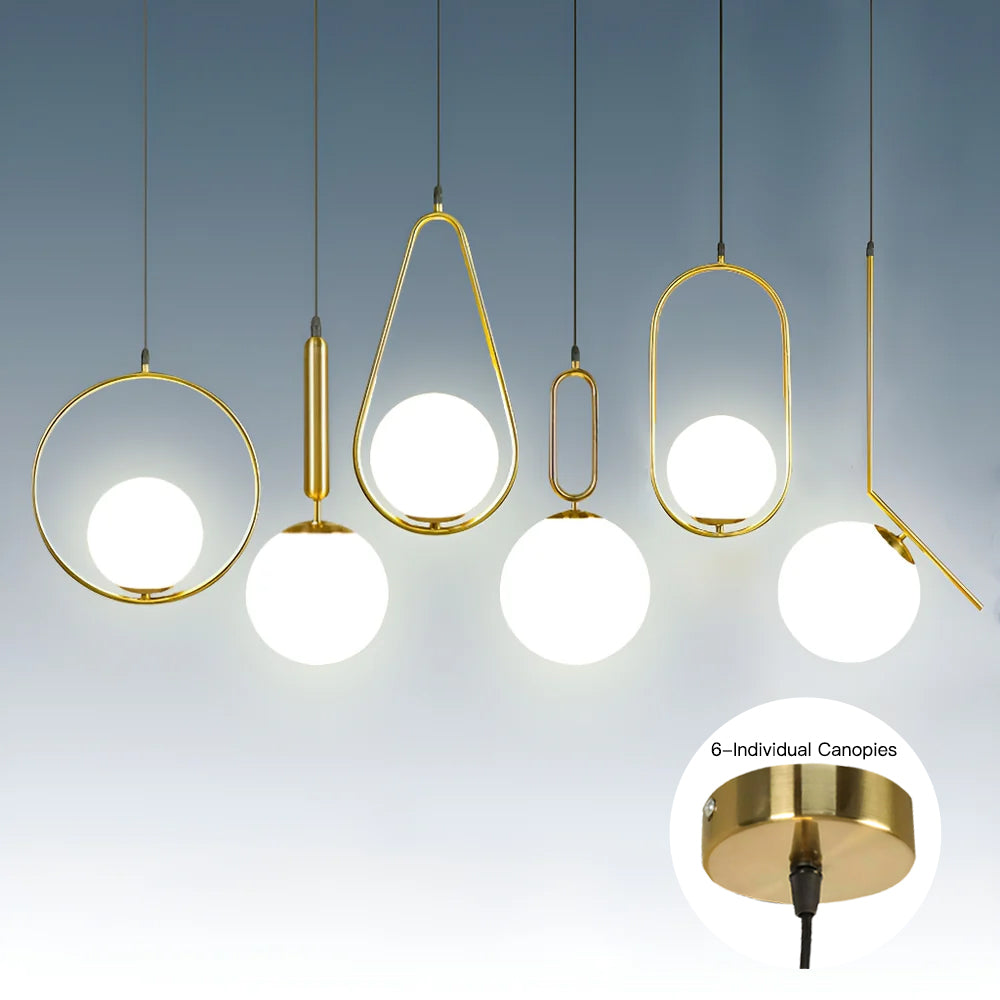 Glass Pendant Round Light in Modern Minimalist Style-combination|Feyran