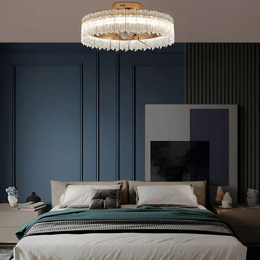 Gold Crystal Oscillating Ceiling Fan Light-bedroom-2 | Feyran