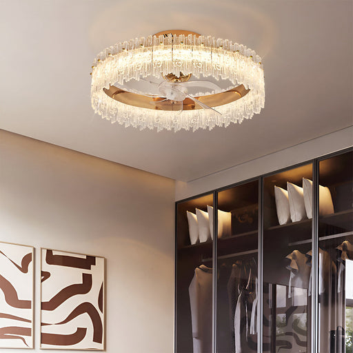 Gold Crystal Oscillating Ceiling Fan Light-bedroom-1 | Feyran
