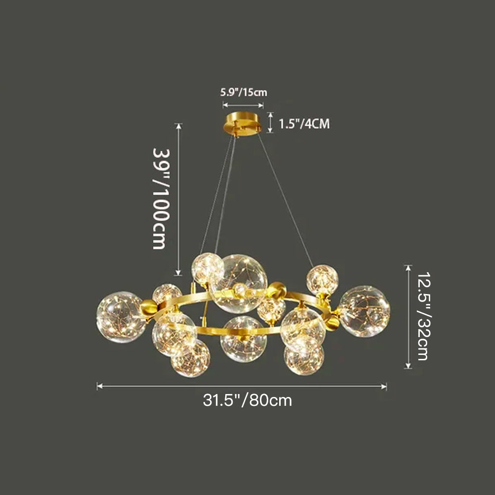 Gold Glass Globe Chandelier-size|Feyran