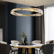 Gold Irregular Ring Crystal Pendant Led Lamp-dining-room-2|Feyran