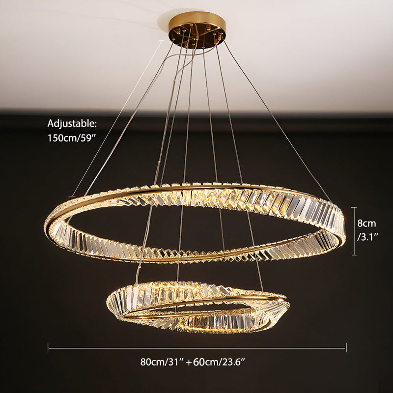 Gold Irregular Ring Crystal Pendant Led Lamp-size-2|Feyran