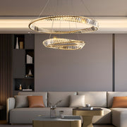 Gold Irregular Ring Crystal Pendant Led Lamp-living-room-2|Feyran