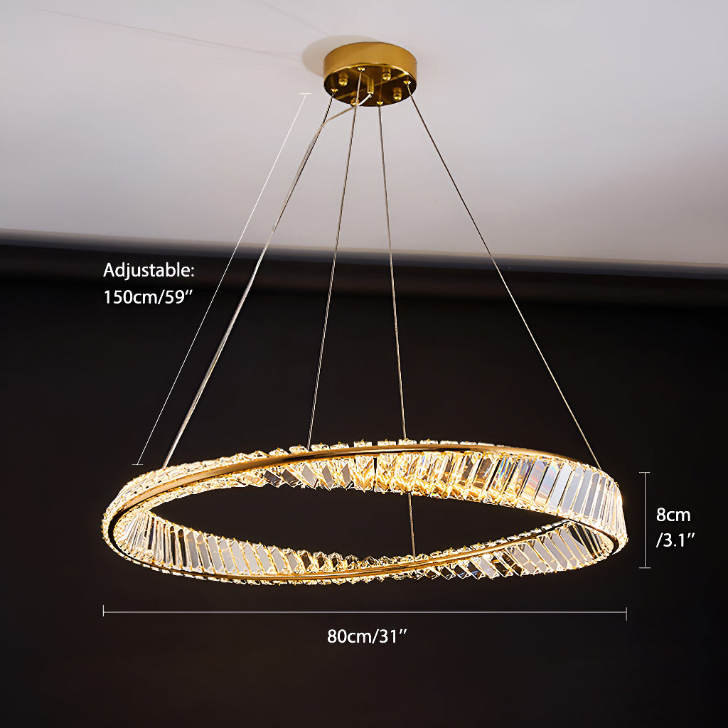 Gold Irregular Ring Crystal Pendant Led Lamp-size-1|Feyran