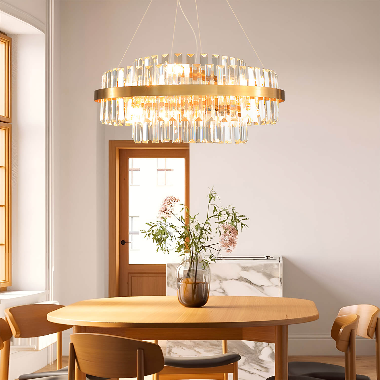 Golden Modern Light Luxury Crystal Chandelier --diningroom | Feyran