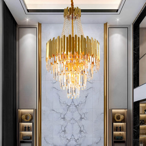 Golden Modern Luxury Crystal Chandelier entry-way1 |Feyran