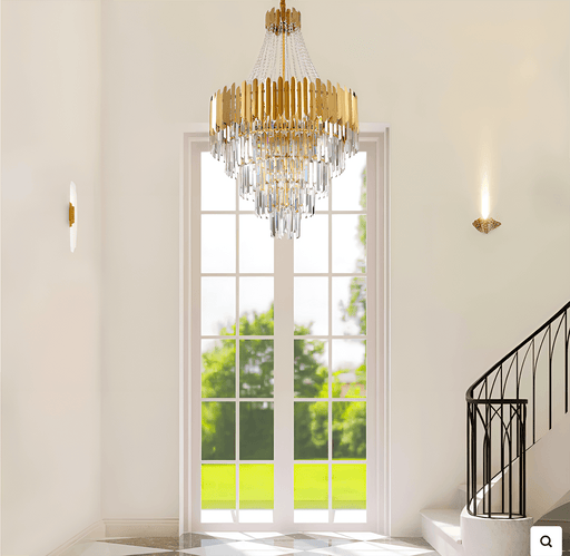 Golden Modern Luxury Crystal Chandelier For Foyer and Entryway |Feyran