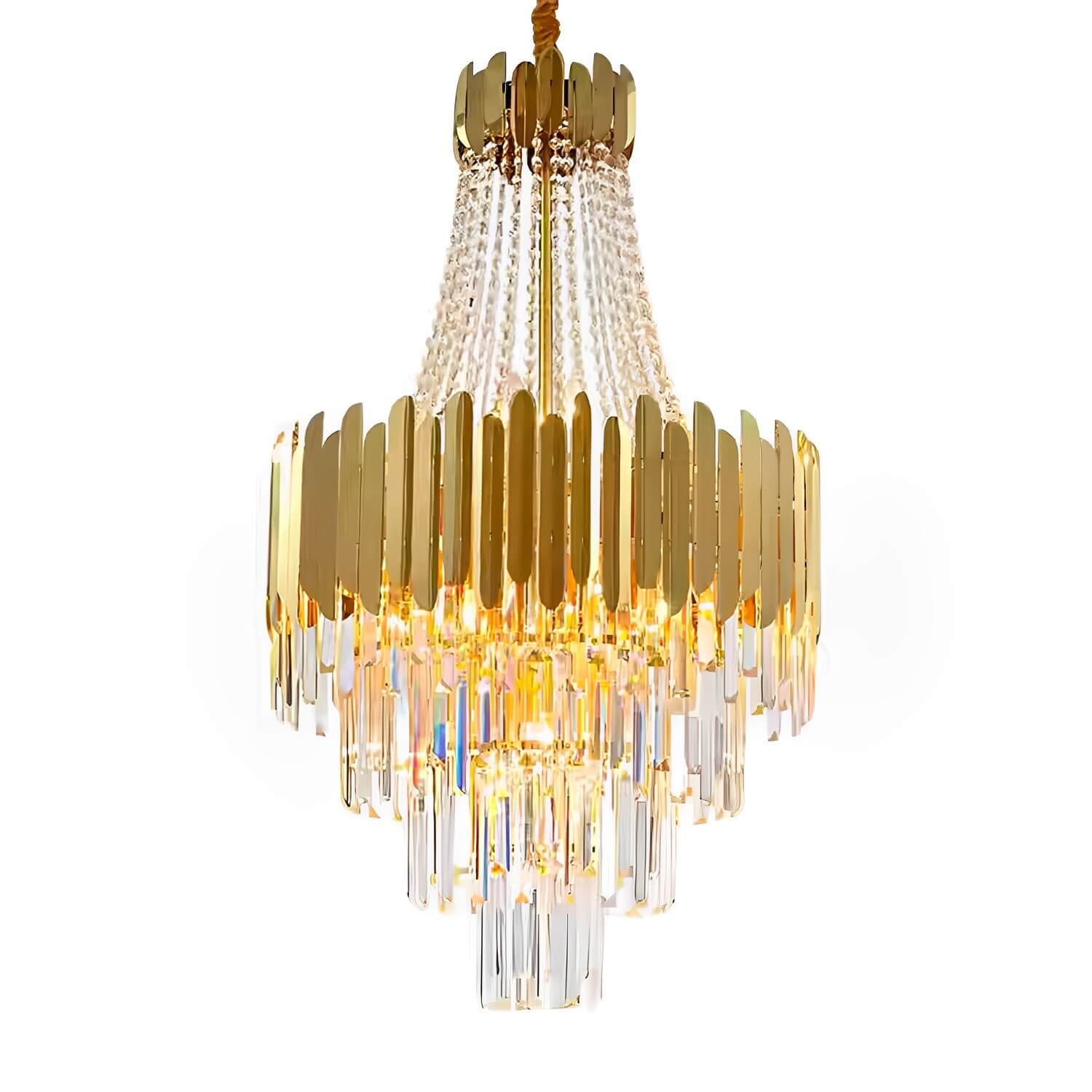 Golden Modern Luxury Living Room Crystal Chandelier front-view-white |Feyran