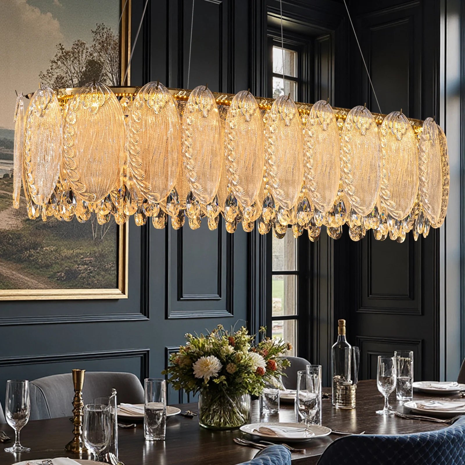 handcrafted-crystal-glass-leaf-oval-chandelier-ch343-Feyran-lighting