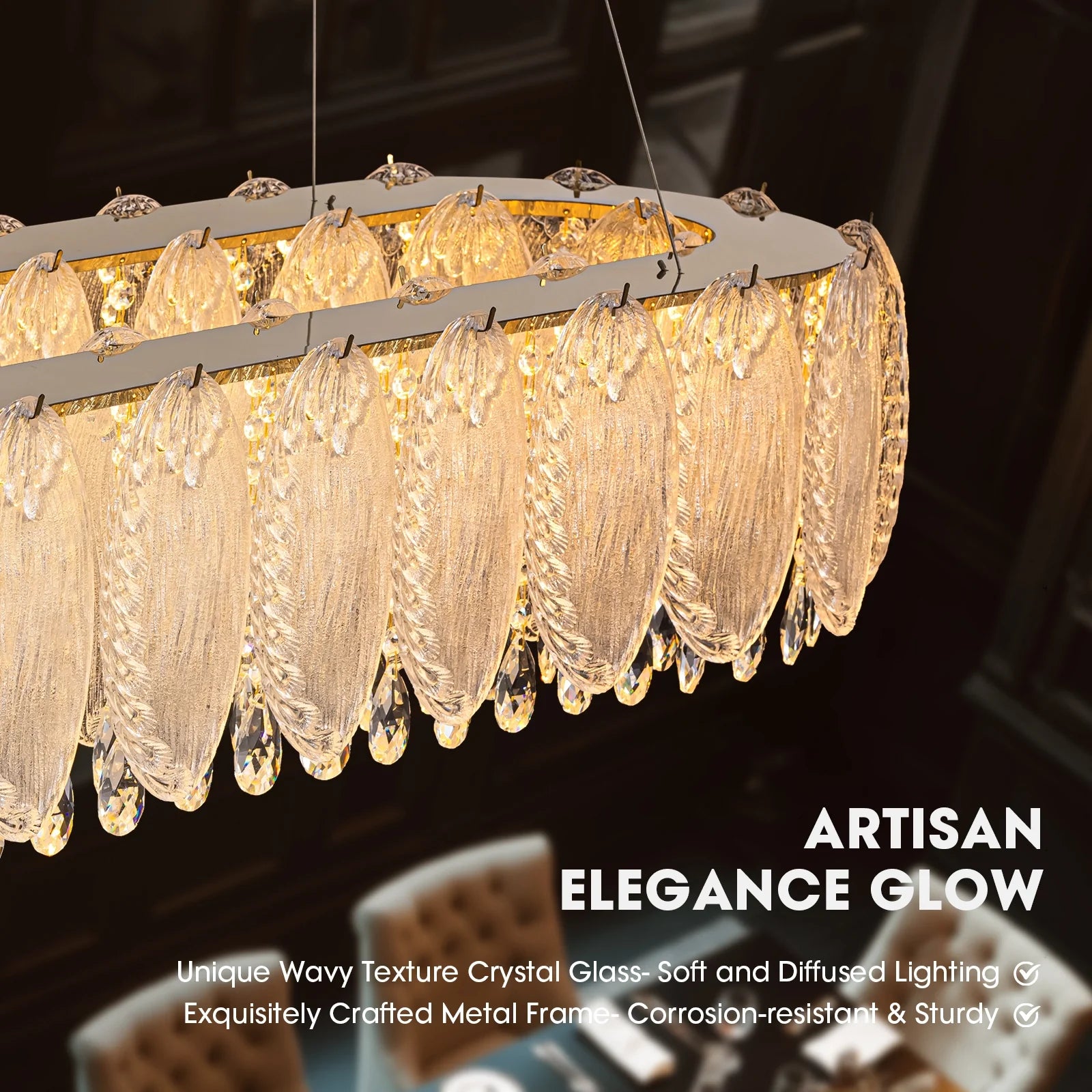 close-up-of-handcrafted-crystal-glass-leaf-oval-chandelier-ch343-Feyran-lighting