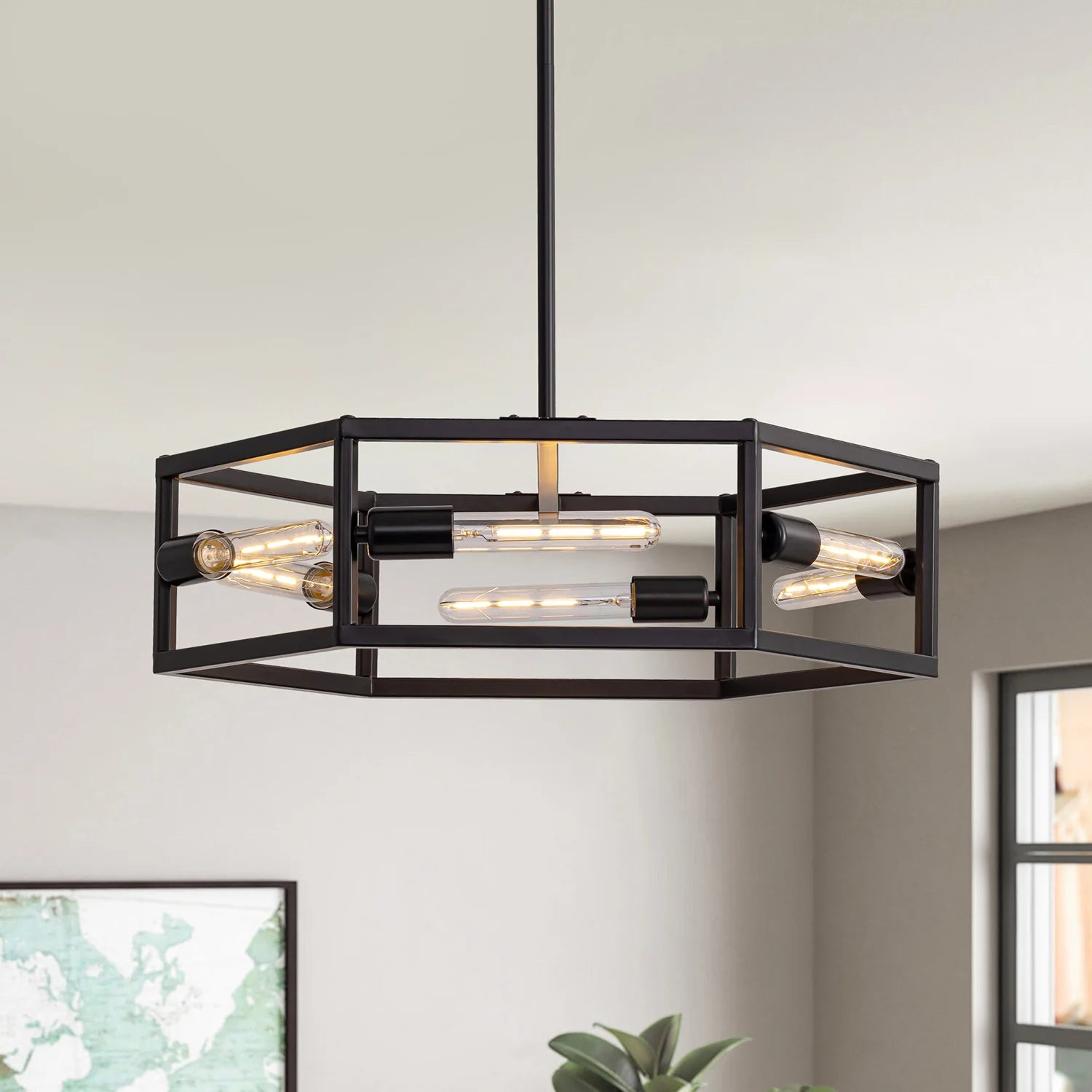 hexagon-industrial-black-lantern-drum-chandelier-ch396-20250606-Feyran-lighting