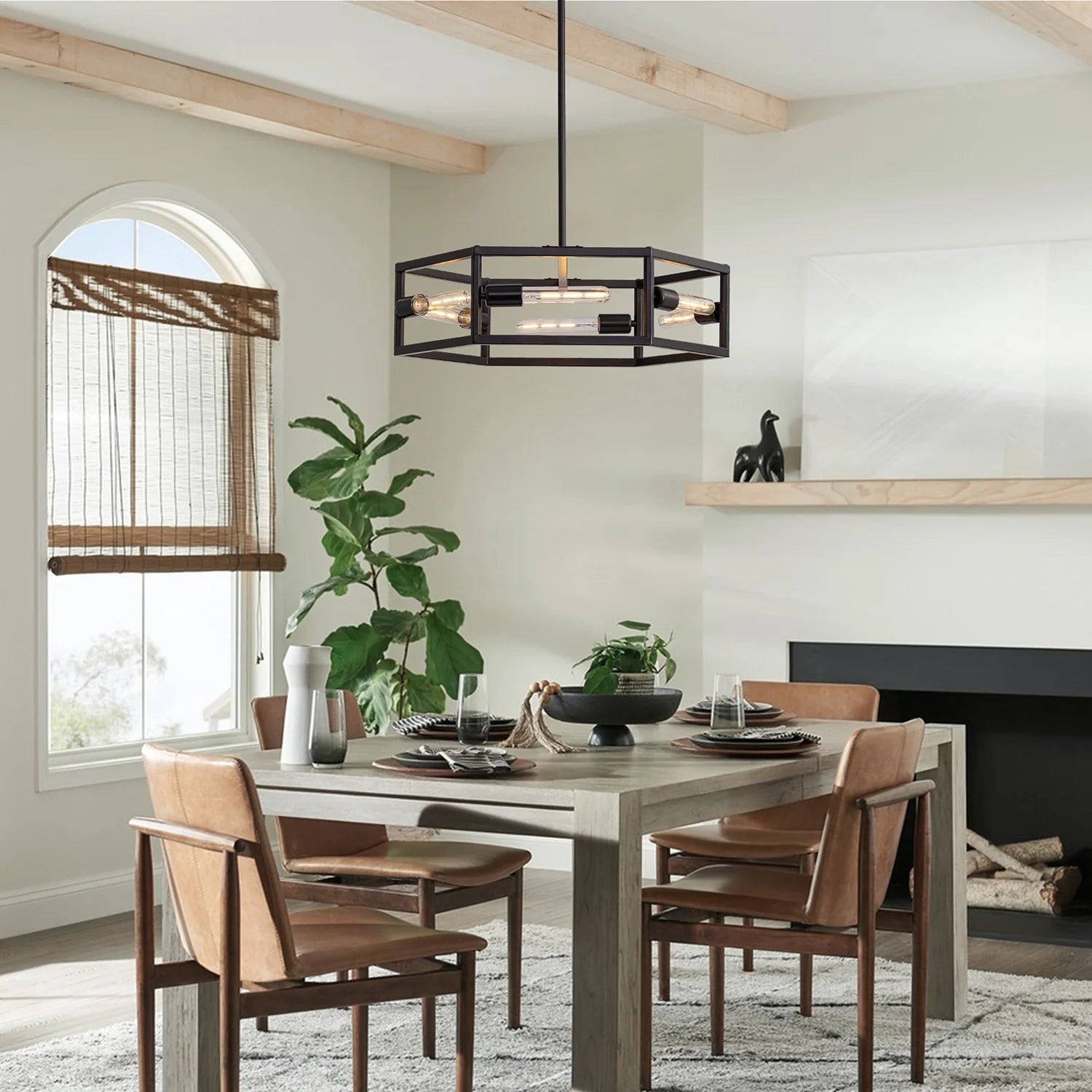 hexagon-industrial-black-lantern-drum-chandelier-ch396-20250606-Feyran-lighting