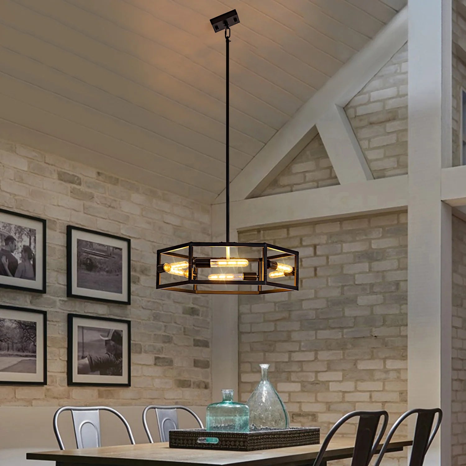 hexagon-industrial-black-lantern-drum-chandelier-ch396-20250606-Feyran-lighting