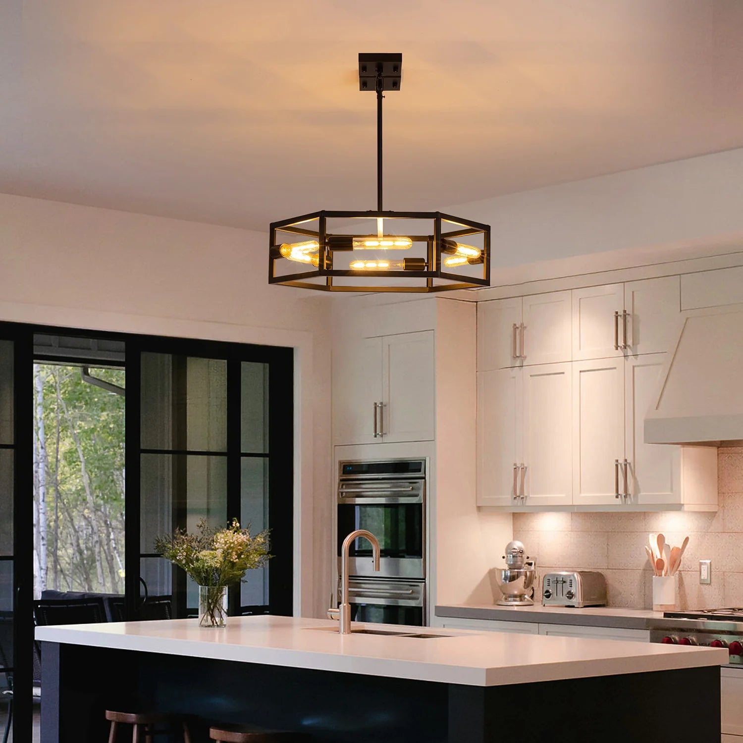 hexagon-industrial-black-lantern-drum-chandelier-ch396-20250606-Feyran-lighting