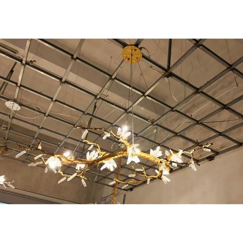 Selenite Crystal Blossom Branching Tree Chandelier