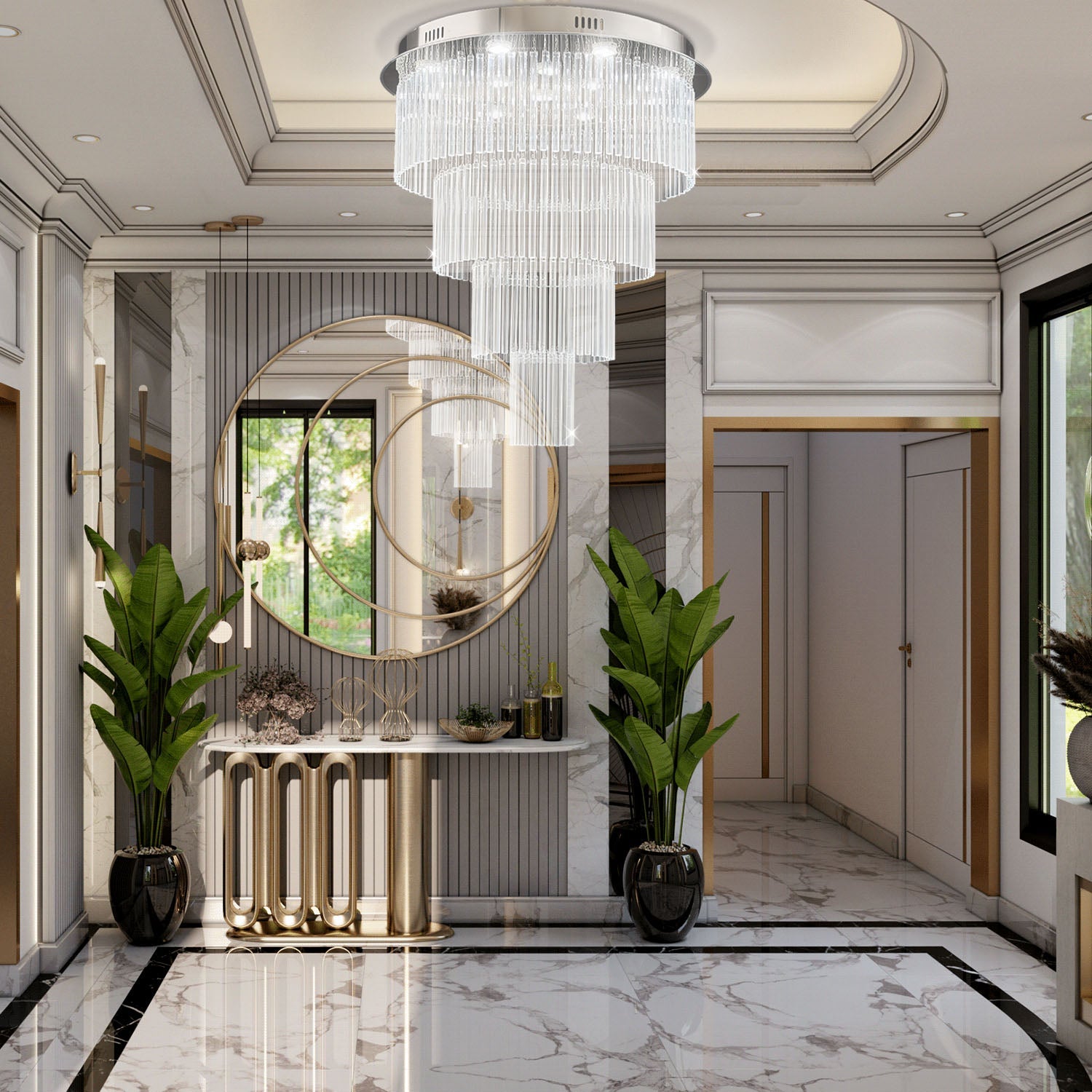 Multi Layers Round Raindrop Chandelier - Ceiling Light | Feyran