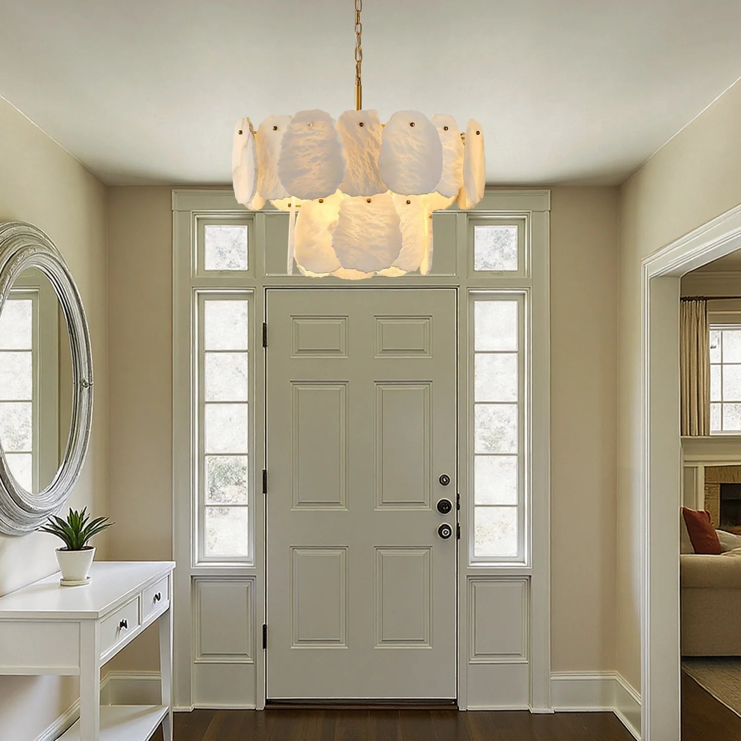 layered-alabaster-round-chandelier-installed-in-foyer-ch457-20250826-Feyran-lighting