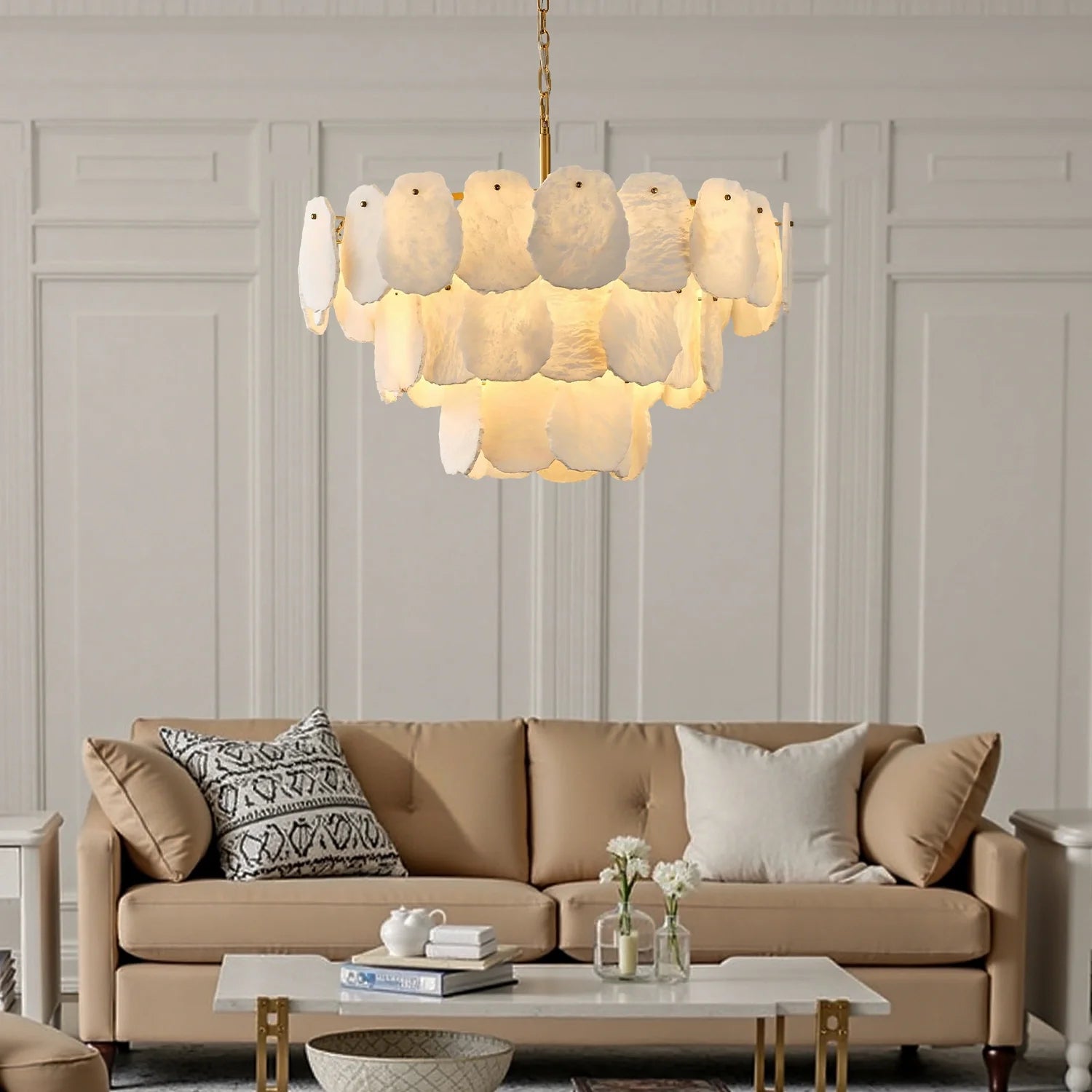 layered-alabaster-round-chandelier-installed-in-the-living-room-ch457-20250826-Feyran-lighting