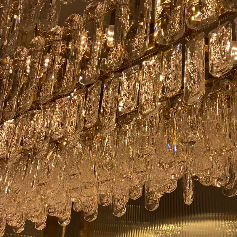 Light Luxury Round/Rectangular Clear Crystal Chandelier in Champagne Gold/Chrome Finish for Living/Dining Room/Bedroom