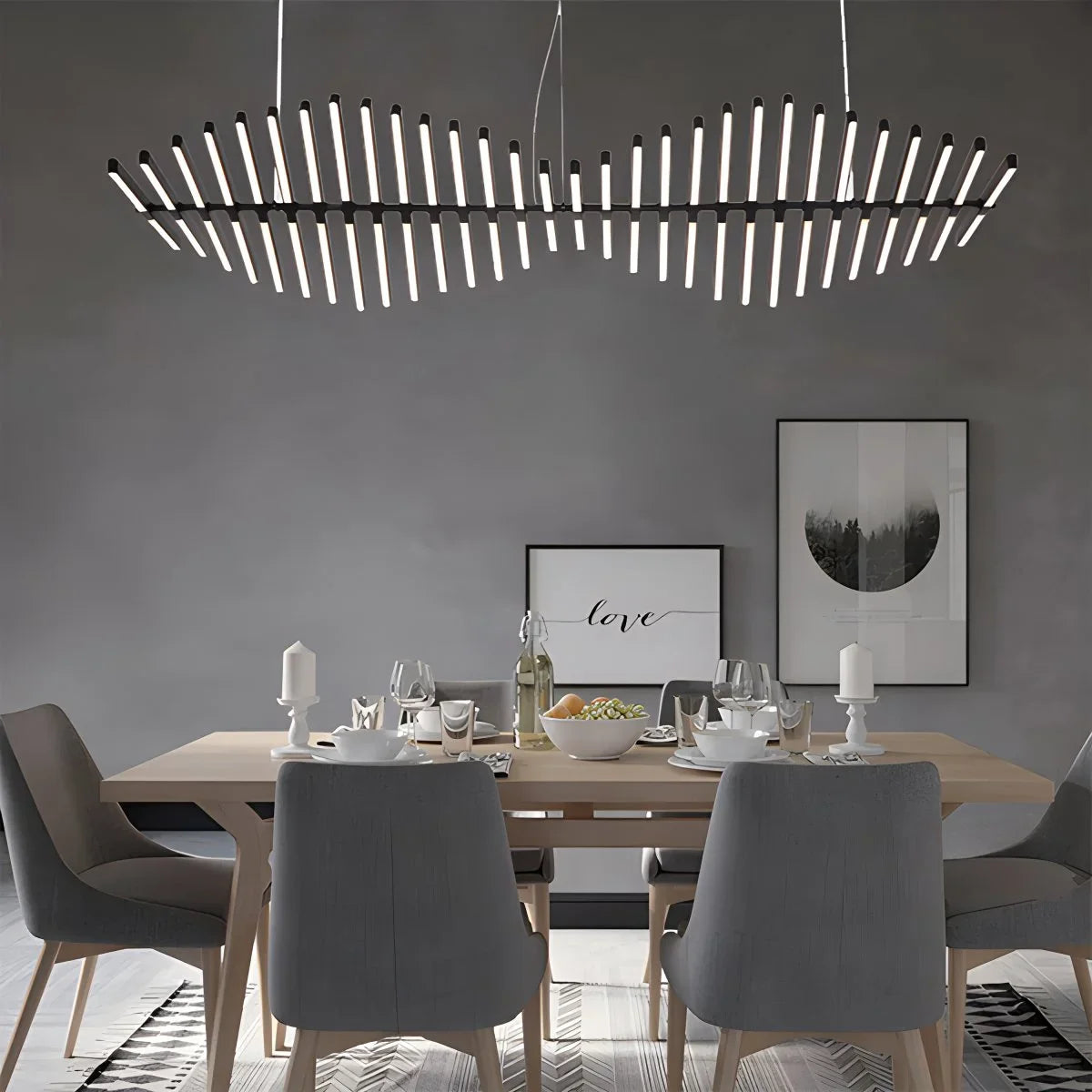 Feyran Linear Fish Bone Modeling Chandelier