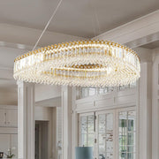 Lohan 31.5" Modern LED Crystal Chandelier: Dazzling, Adjustable, Gold-Finished, for Dining & Living Spaces