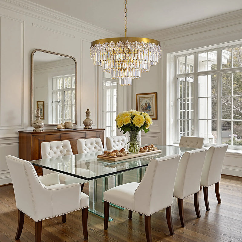 lumina-gold-crystal-tiered-chandelier-in-dining-room-Feyran-lighting