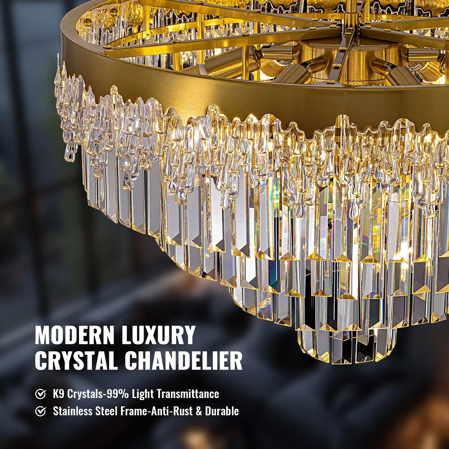 close-up-of-lumina-gold-crystal-tiered-chandelier-Feyran-lighting