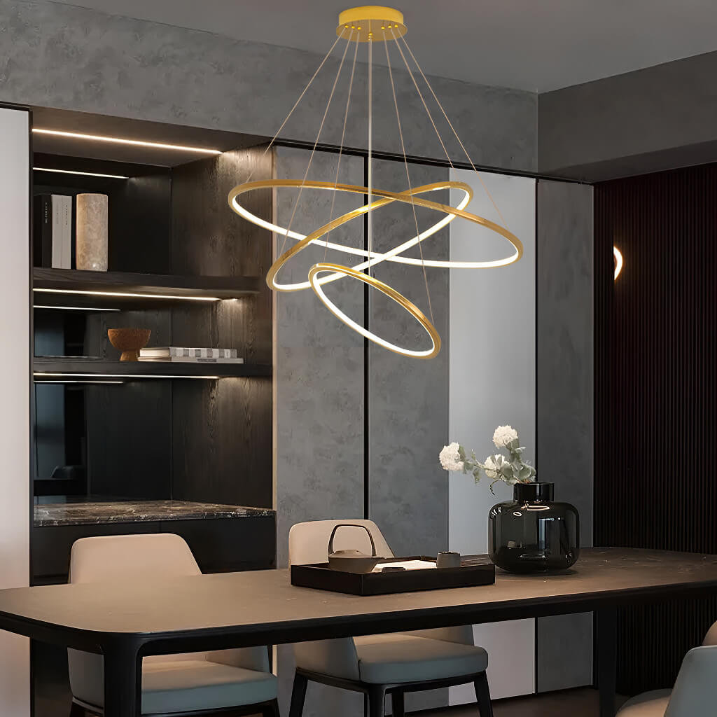 Luxurious Stainless Steel Chandelier for Duplex Living Spaces: Elevate Your Home with Minimalist Elegance-dining-room |Feyran
