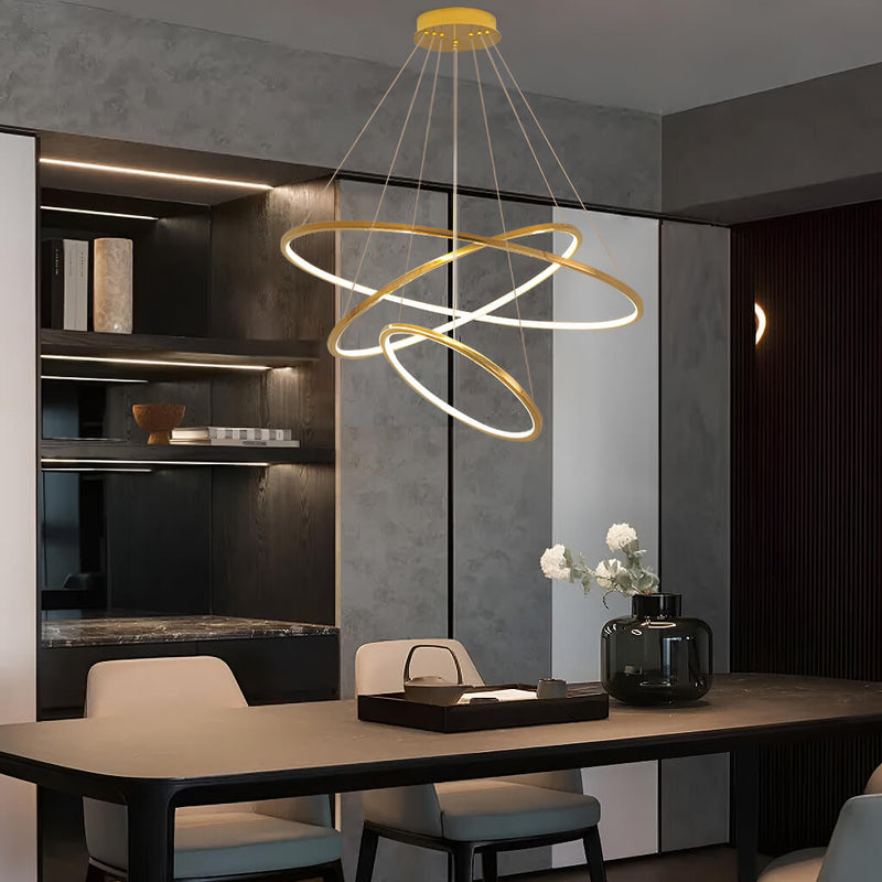 Luxurious Stainless Steel Chandelier for Duplex Living Spaces: Elevate Your Home with Minimalist Elegance-dining-room |Feyran