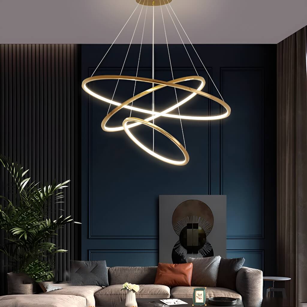 Luxurious Stainless Steel Chandelier for Duplex Living Spaces: Elevate Your Home with Minimalist Elegance-living-room-2 |Feyran
