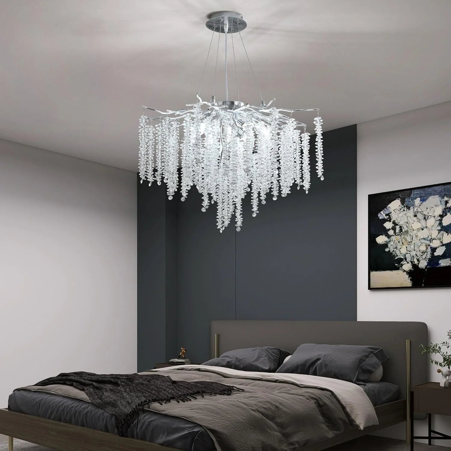 luxury-french-silver-branch-chandelier-with-glass-tassels-installed-in-bedroom-ch405-20250619-Feyran-Lighting
