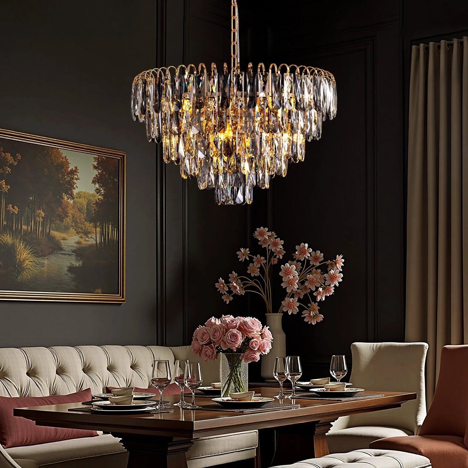 luxury-gold-crystal-tiered-chandelier-in-living-room-Feyran-lighting