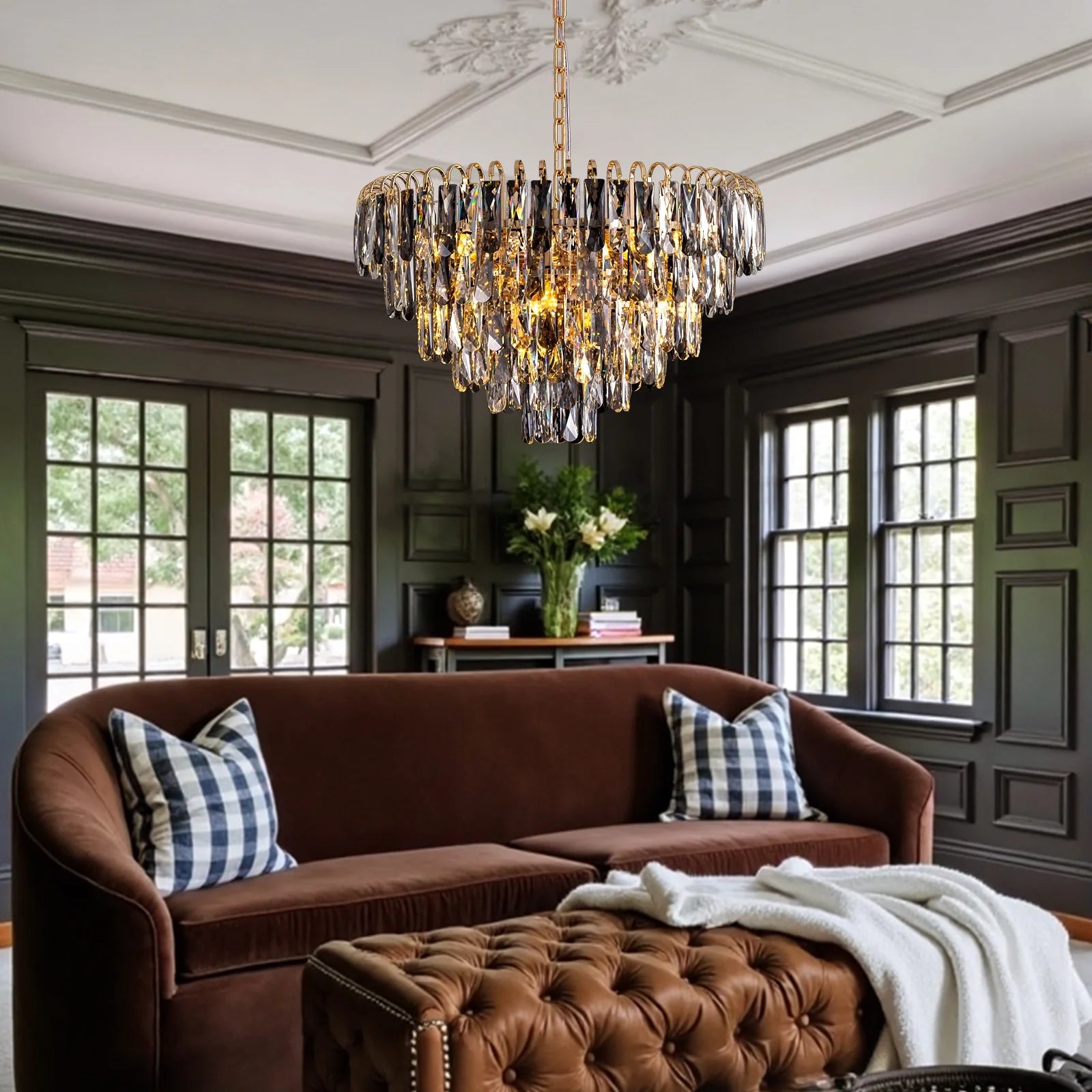 luxury-gold-crystal-tiered-chandelier-in-living-room-Feyran-lighting