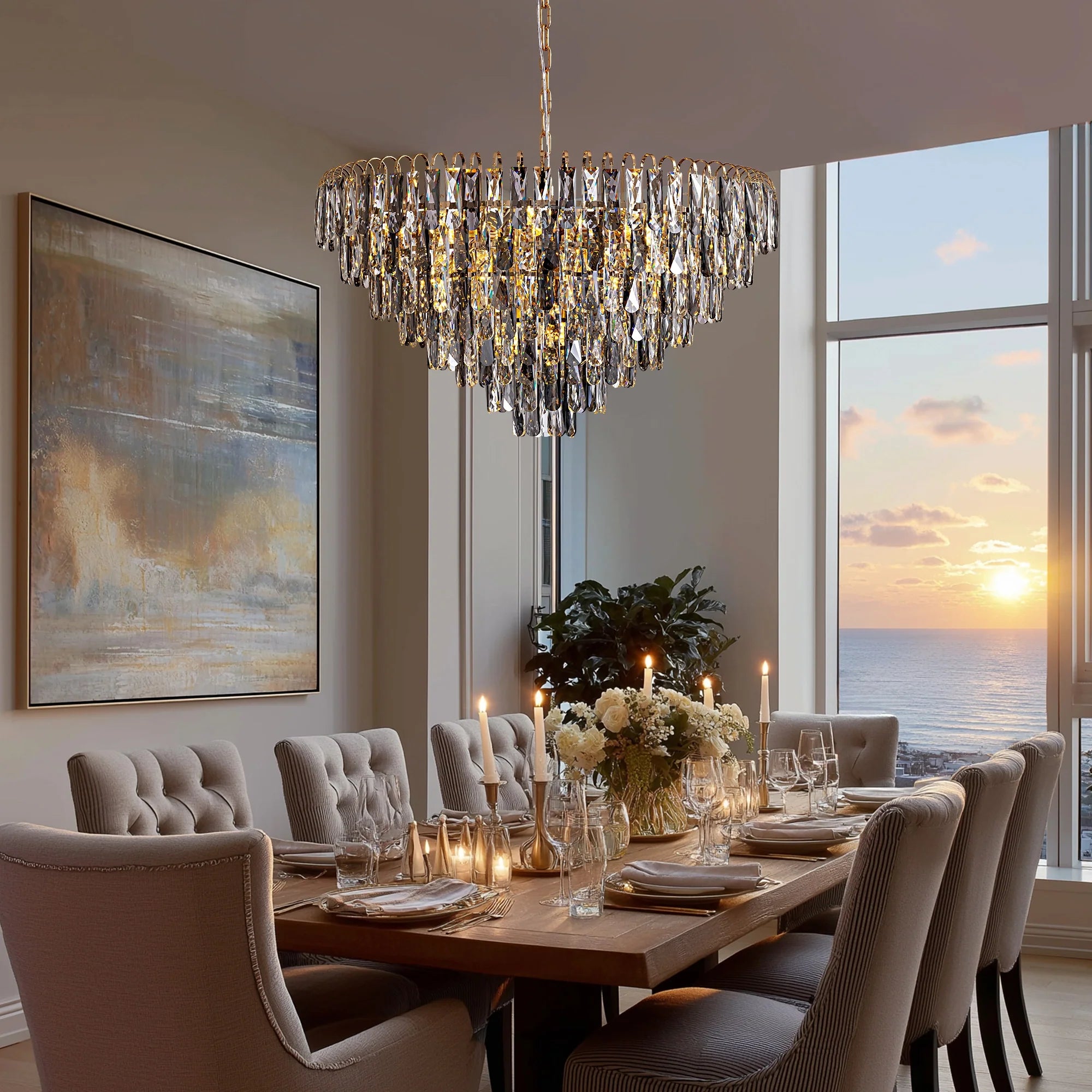 luxury-gold-crystal-tiered-chandelier-creating-an-inviting-vibe-Feyran-lighting